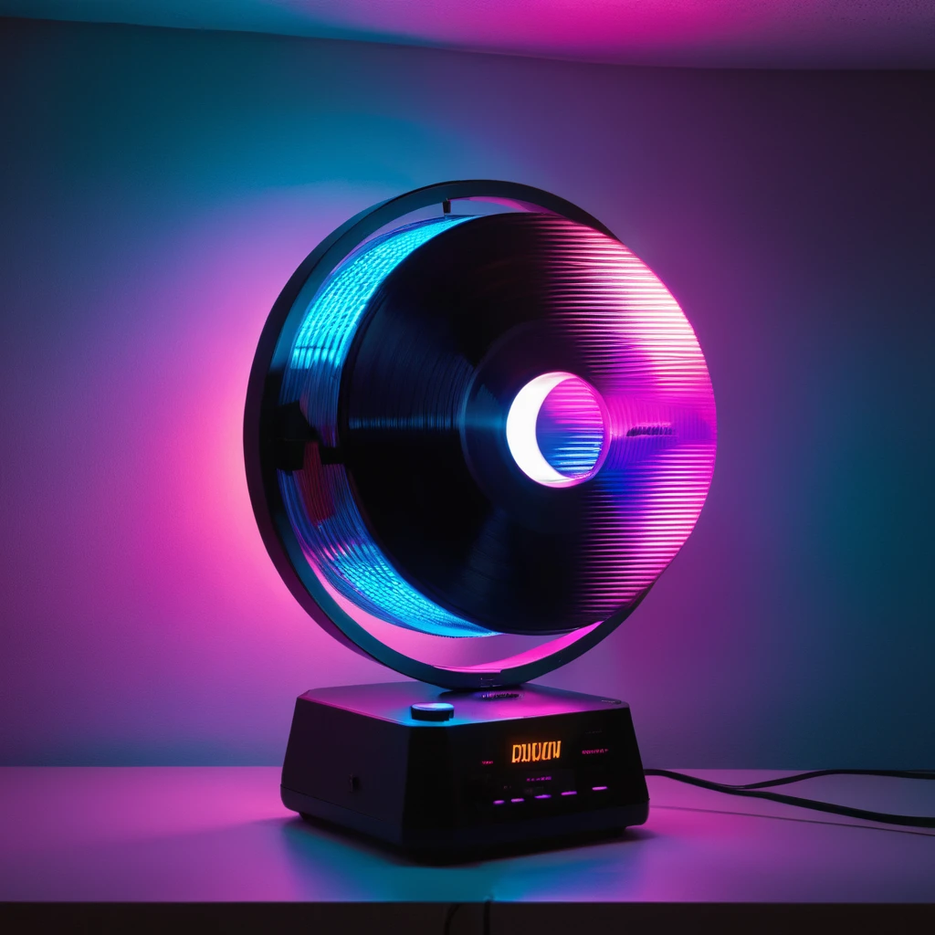 record,Vaporwave aesthetic style, Synthwave,lamp