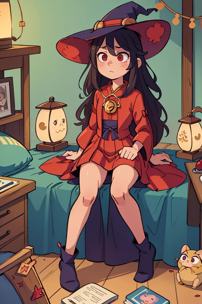 ((Highest quality, masterpiece)),
Witch Cosplay、Little Witch、Bedroom、Sleep、Spread your legs wide、Nose lantern