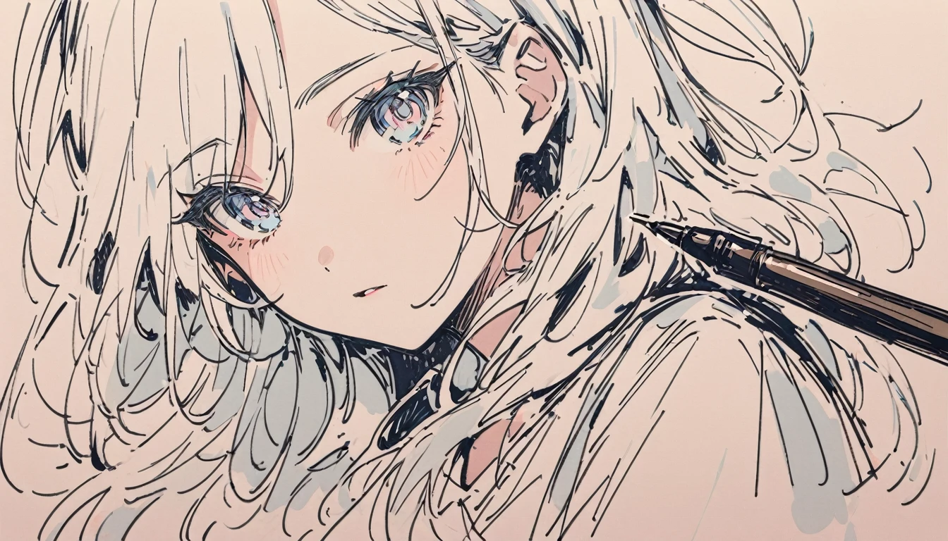 Thin line pen drawing, Sketch Style, Dragon Girl, Focus on the details of the face and hair --ar 3:4 --Niji6