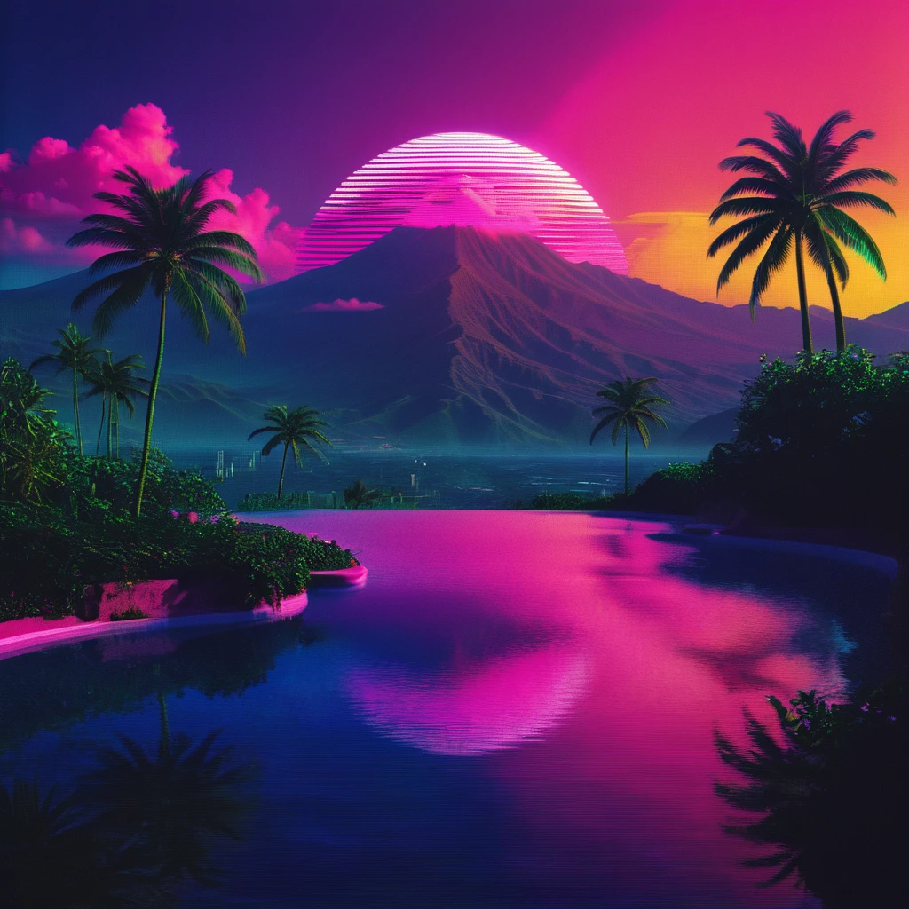 record,Vaporwave aesthetic style, Synthwave,Reggae