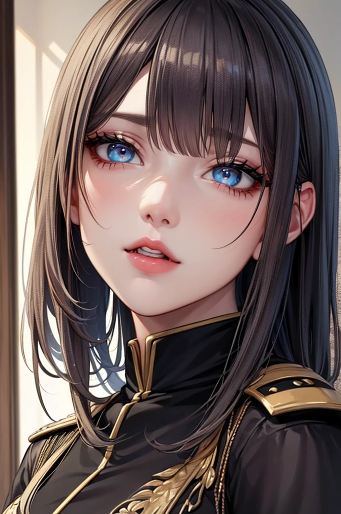 8k, Highest quality, 1peopleの女の子, (Skin Dentition), night, (dark), Clear background indoors, (people々), Beautiful Bangs, nice,, (Clothing and uniforms:1.3),Soft lighting, Charm, dark Room, ( Beautiful Eyes, Detailed eyes, Detailed Iris, Beautiful Lips, Beautiful Nose, Beautiful Face),(primary color:1.5)