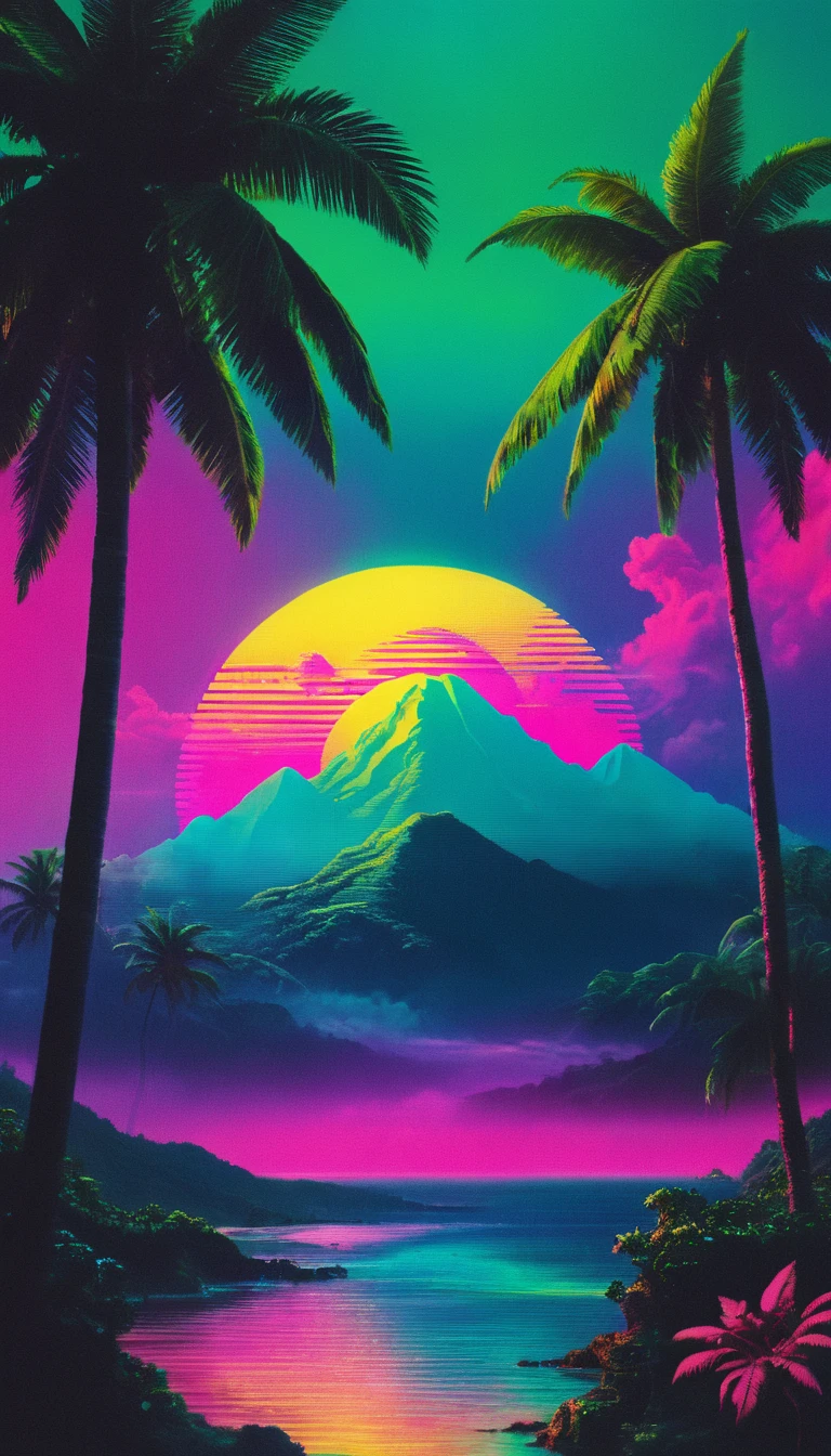 record,Vaporwave aesthetic style, Synthwave,Reggae