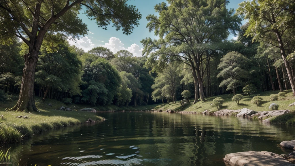/Photorealistic Permian landscape:
Landscape:
Type: Dense coniferous forest with a river flowing in the center of the frame in a shallow erosional depression.
Terrain: Flat, with a slight slope towards the river.
Water bodies: Only the river, no large water bodies.
Flora:
Type of vegetation:
Trees: Tall conifers, ginkgoes, and cycads.
Undergrowth: Ferns, mosses, horsetails, lichens.
Forest density:
In the depths: High, with a dense canopy of trees.
Closer to the river: The vegetation becomes lower, transitioning into shrubs and grasses.
Mosses: Very dense, completely covering the ground and forest floor.
Fauna:
On the riverbank overgrown with horsetails:
A herd of Scutosaurus: 3 adult individuals, slightly to the left of the center of the frame.
Inostrancevia: Watching the Scutosaurs from the bushes, in the center of the frame in the background.
Time of day and lighting:
Time of day: Noon.
Sky: Bright with few clouds.
Lighting: Bright sunlight.
Stylistic preferences:
Realistic image: Similar to a photograph, but with detailed elaboration and realistic lighting.
Composition: Similar to a painting, with a highlighted center of composition (Scutosaurs) and an interesting background (Inostrancevia).
Additional details:
River:
Clean, with clear water.
Leaves and insects can float on the surface of the water.
Scutosaurs:
Herbivorous dinosaurs with long necks and tails.
They can be depicted grazing or drinking water.
Inostrancevia:
A predatory dinosaur with long jaws and sharp teeth.
Can be depicted in a tense pose, ready to attack./ meteorite impact after frame