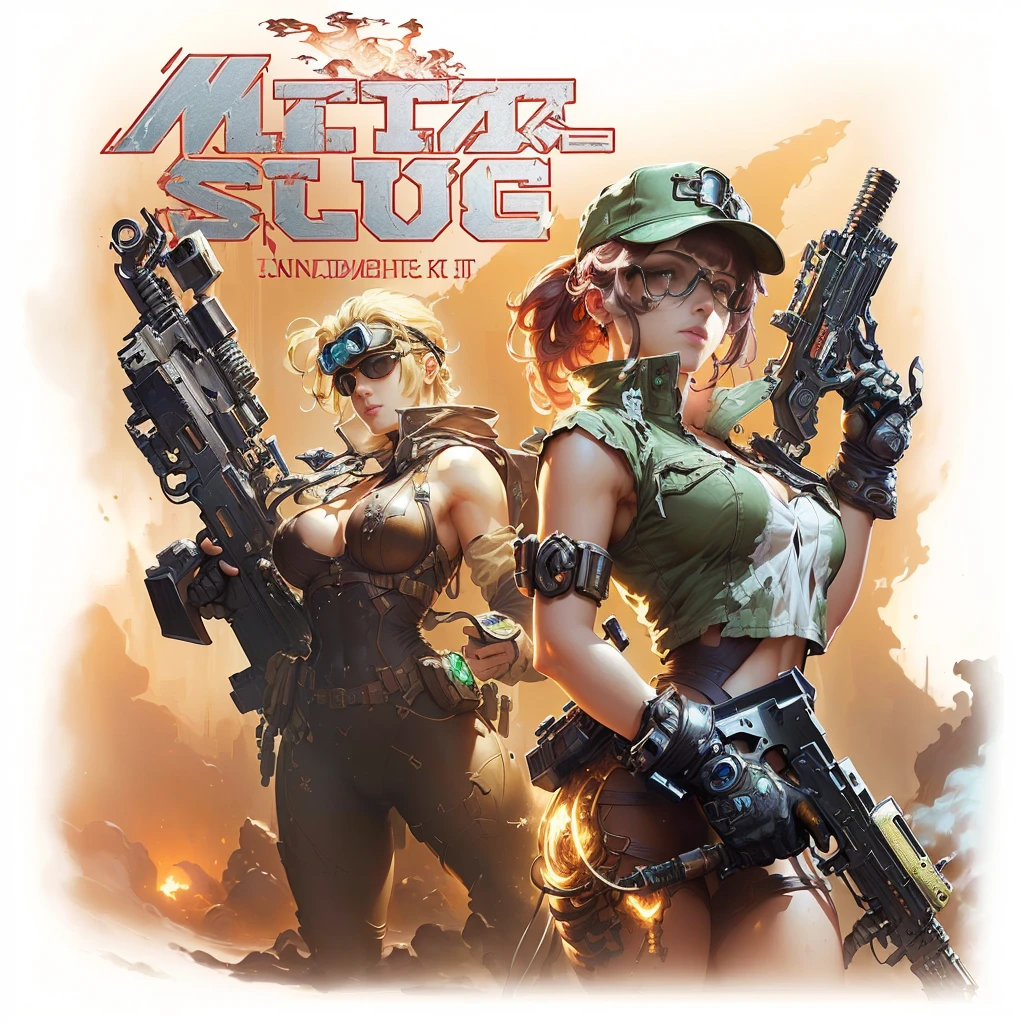 masterpiece, best quality, (extremely detailed CG unity 8k wallpaper), (best quality), (best illustration), (best shadow), absurdres, realistic lighting, (Abyss), beautiful detailed glow, art by PeterMohrBacher, Metal Slug characters