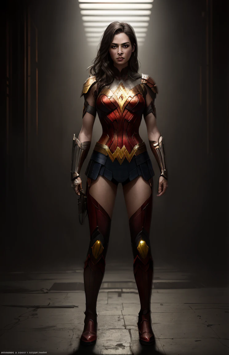 ((Full body photo, standing, on the ground)) (dark shot: 1.1), epic realistic, Wonder Woman Red Lantern from DC, yellow gradient, black, brown and magenta color scheme, grunge aesthetics!!! graffiti tag wall background, art by Greg Rutkowski and artgerm, soft cinematic light, Adobe Lightroom, darkroom, HDR, intricate, highly detailed, (depth of field: 1.4), faded, (neutral colors: 1.2), (hdr: 1.4), (muted colors: 1.2), hyper-detail (artstation: 1.4), cinematic, warm light, dramatic light (complex details: 1.1)