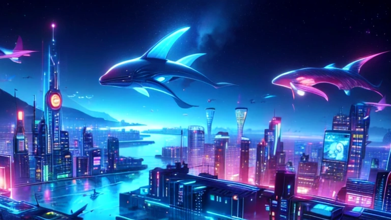 top quality, future world, State-of-the-art robot, detailed whale