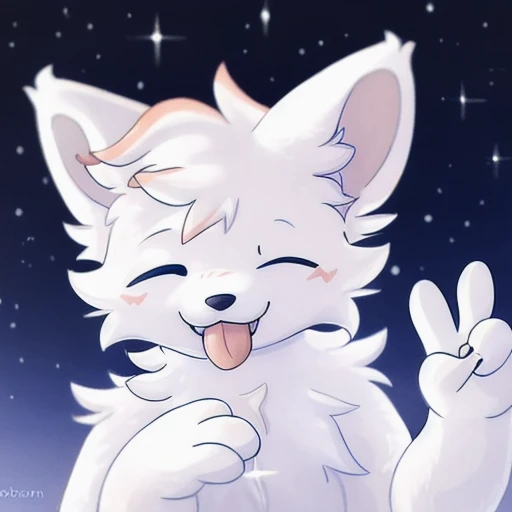 BoyKisserFur, white fur, white body, smiling, fluff
realistic, BoyKisserFur, detailed fur, well shaded, detailed shading, night sky, depth preseption, depth, looking at camera, portrait, sticking tongue out, one eye closed, peace hand gesture, sparkles