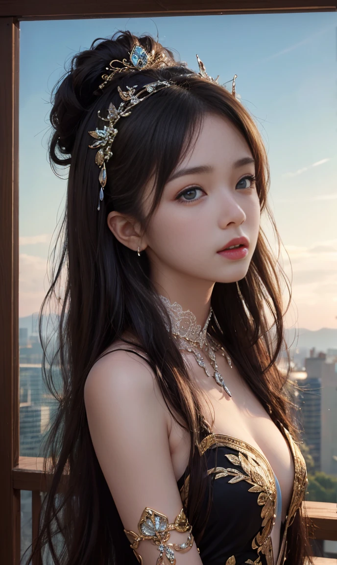 (best quality, masterpiece, Ultra-high resolution), whole body、Show your shoulders、Amazon Queen's Transparent Dress、Professional photography work:1.4, Very detailedな肌と顔の質感:1.3, Cultivating lighting effects, Very detailed, Model body type、beautiful girl、Beautiful appearance:0.8 necklaces、Looking at the audience、Catchy eyes、 (Delicate face:1,5), (beautiful eyes:1.5)、belly button、thigh、Looking Back、(Shotgun, Beautiful back)、Lift your butt、Stick out your ass,High waist and high fork