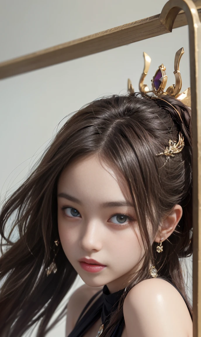 (best quality, masterpiece, Ultra-high resolution), whole body、Show your shoulders、Amazon Queen&#39;s Transparent Dress、Professional photography work:1.4, Very detailedな肌と顔の質感:1.3, Cultivating lighting effects, Very detailed, Model body type、beautiful girl、Beautiful appearance:0.8 necklaces、Looking at the audience、Catchy eyes、  (Delicate face:1,5),  (beautiful eyes:1.5)、belly button、thigh、Looking Back、(Shotgun, Beautiful back)、Lift your butt、Stick out your ass，High waist and high fork