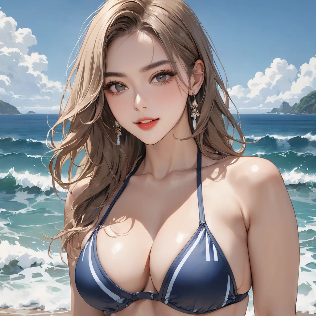 The highest, strongest and most masterpiece、The best, the strongest, the best masterpiece、Super best, strongest, highest quality、Super best, strongest, highest quality、Ultra-best, strongest, highest resolution、The highest, the strongest, the highest, the highest details、4K、Transcendent Real、Supermodel、Swimwear、Pareo、Ocean、