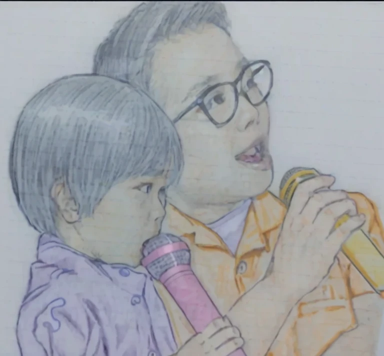 Cute singing with a pink microphone(by Oka Yasutomo), Inspired by Takeharu Matsumura, Black Pink'Portrait of Joshi, By Yasutomo Oka, By Yuki Ogura, 3 / 4 ViewsPortrait, inspired by Nara Yoshitomo, based on child's drawing, by Ayako Rokkaku、A generation with beautiful eyes