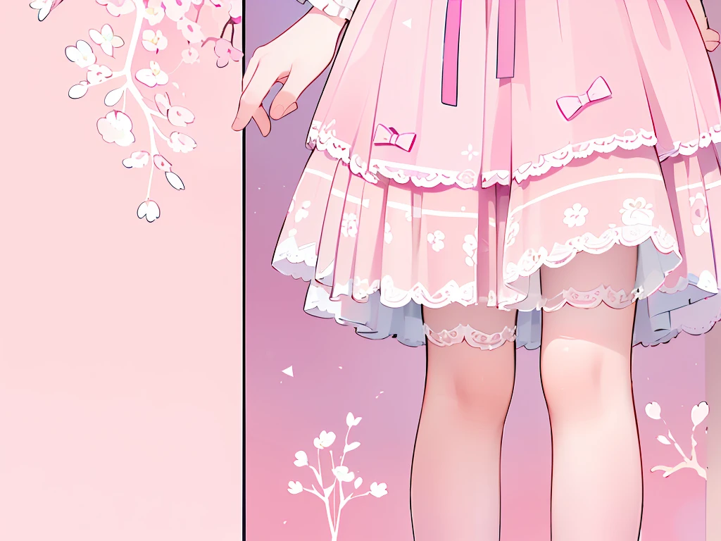 (masterpiece:1.2), best quality, highres, original, (extremely detailed:1.2), ultra-detailed, wallpaper, perfect lighting,(extremely detailed CG:1.2), 8k, 1boy, solo, crossdressing, tomgirl, kawaii, (twintails, pink hair:1.1), (Lolita Fashion, pink lolita dress, short-sleeves, bowknot on waistline, lace hemline, knee-length dress, delicate dress:1.2), (anatomically correct:1.3), standing, close-up, from behind, view of back, back-angle, (dreamlike background, pink background, girly background, sakura patterns:1.2)