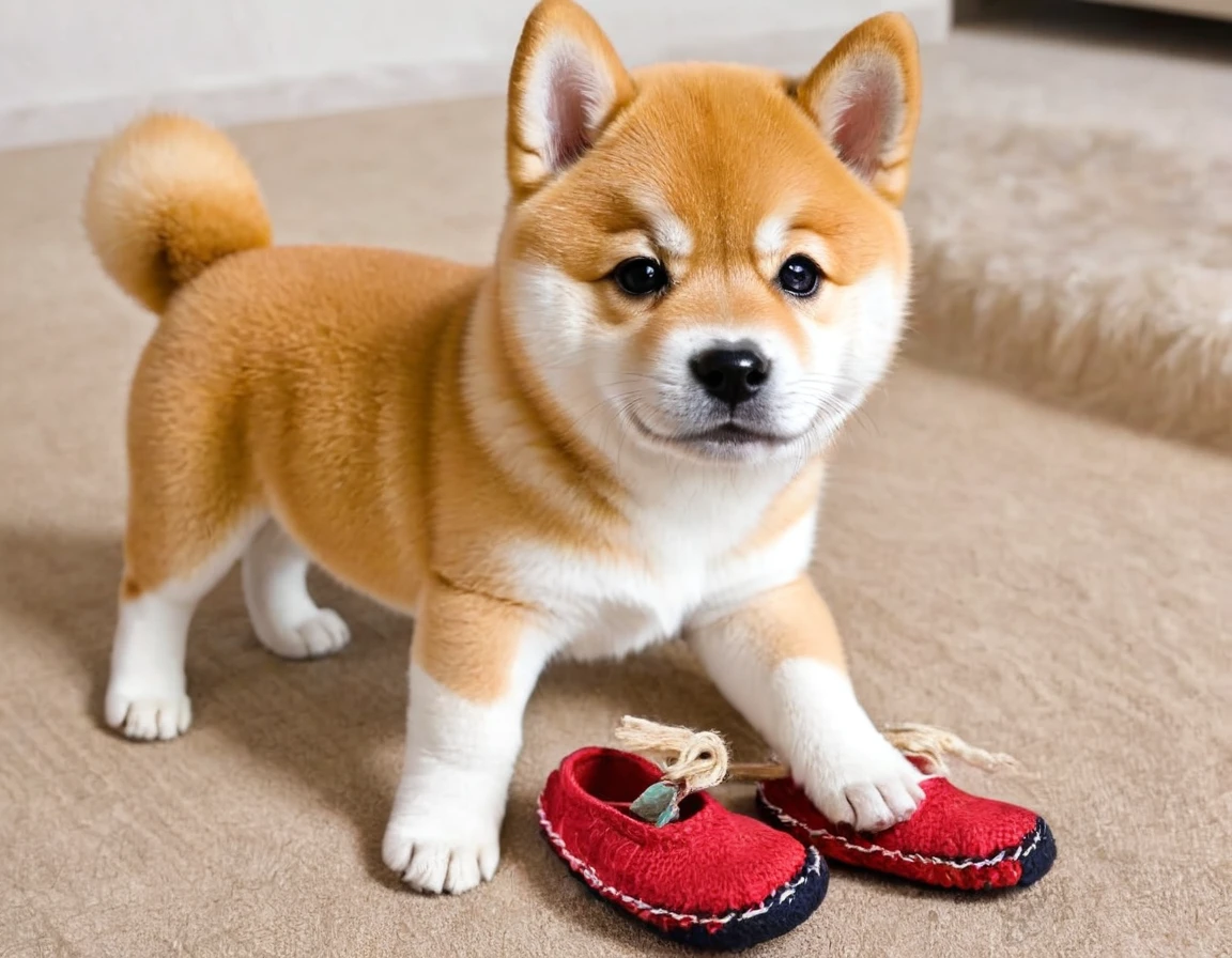 A Shiba Inu puppy finds new shoes and furniture and chews them up。It&#39;s a hassle to bite something important,、The way he chews with all his might with a serious look on his face,、I love the look of remorse on his face after he&#39;s been scolded.。