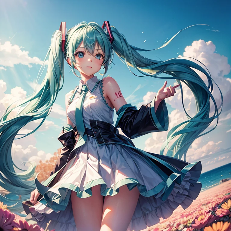 1 girl, Hatsune Miku, Cowboy shooting,