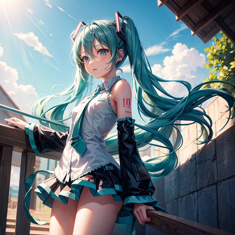 1 girl, Hatsune Miku, Cowboy shooting,