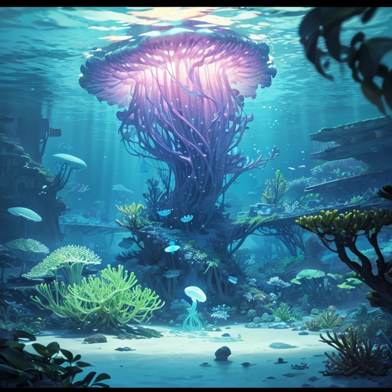 masterpiece, best quality, (Very detailed CG unified 8k wallpaper), (best quality), (Best illustration), (The best shades), Ocean themed,Incorporating natural elements. tall mangrove forest, rich Marine plants, Luminescent jellyfish, surrounded by fish, 發光Particle Effects,, (Marine plants), (marine theme), ((glowing algae)), (coral), ((Luminescent jellyfish )), ((Luminous organisms in seawater)), ((Sea Fire)), (((Particle Effects))), Isometric 3D, Octane Rendering, Ray tracing, Super detailed