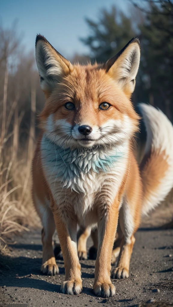 Position and Expression: The fox must be facing, with a friendly and slightly smiling expression. The eyes must be large and expressive, conveying intelligence and curiosity.
Colors and textures: Use vibrant shades of orange for the fox's fur, with white and black details on the face areas, belly and tip of the tail. The fur must be very detailed, showing a cute and realistic texture.
fund: The background should be simple and neutral, so as not to distract from the main focus which is the fox. Can be a soft solid color, like a light blue or pastel green.
styled: The image should have a semi-realistic style, with enough detail to look real, but maintaining an artistic lightness that makes it suitable for an identity profile image.
Additional Detail: Add small elements that can highlight the fox's personality, like a small twig or flower near the ear, but without exaggerating with accessories.