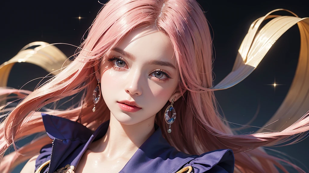 One girl, alone, flower畑, flower, (Official Art, unity 8k wallpaper, Super detailed, beautifully、aesthetic, masterpiece ,Highest quality:1.3), (Dynamic Angle:1.2), (Floating colorful sparkles:1) , elegant, Vibrant colors, Highly detailed face, Detailed eyes, Glowing Skin, Glossy Lips , Pale pink and pale orange background, Pink Hair,