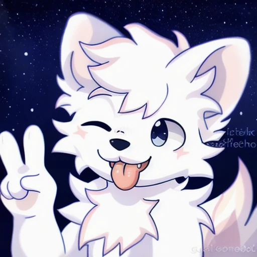 BoyKisserFur, white fur, white body, smiling, fluff
realistic, BoyKisserFur, detailed fur, well shaded, detailed shading, night sky, depth preseption, depth, looking at camera, portrait, sticking tongue out, one eye closed, peace hand gesture, sparkles