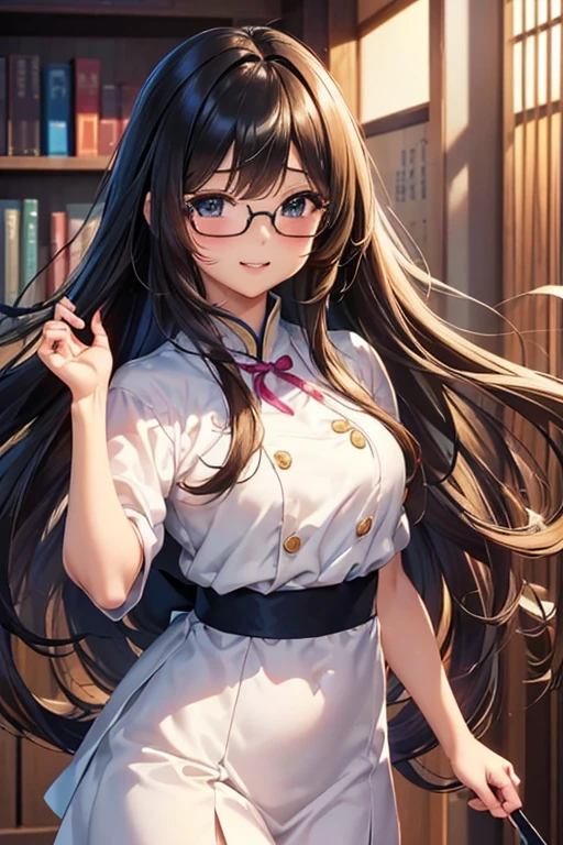 #基本
女of子がphotographofポーズをとっている, ((一人of女of子)), (((Baby Face:1.2)) + ((cute:1.3))),
#女of子がphotographofポーズをとっている, ((一人of女of子)), (((Baby Face)) + ((cute)) + 16 years old),
break
#Clothing Accessories
((紺色of学生ブレザー:1.2) + (紺色of学生ベスト:1.2) + white dress shirt + (赤ofネクタイ) + (赤と白ofチェックプリーツスカート:1.2) + (光沢ofある黒パンスト) + (Black Frame:1.1)of(Round Glasses:1.1) + Black Loafers)
break
#Features
((Black Hair:1.3)), (Curly hair), (Braid + Long Hair + Thin Hair + Hair blowing in the wind + ボサボサof髪),
(Droopy eyes, blue eyes), (Very small breasts),
break
#background environment
(noon, (学校of図書室, 本棚of側)),
#Facial Expression Pose
((smile), (Searching for a book on the shelf, Standing on tiptoes)),
#composition
((To the camera, 下からofフォーカス, Cowboy Shot)),
break
#体of部位of要素
(Slim figure),
(Detailed Hair, Beautiful Hair, Shiny Hair),
(double eyelid, Long eyelashes),
(細かい目of表現, Beautiful and delicate eyes, Sparkling eyes, 目of反射, Glitter Eyeliner),
(人間of耳),
(Beautiful Nose, Thin Nose),
(光沢ofある唇, Beautiful Lips, Thick lips, 光沢ofある唇, Natural Cheeks),
(Detailed face, 左右対称of顔立ち),
(Detailed skin, キメofある肌, Beautiful Skin, Glowing Skin),
break
#Quality Image Quality Common
(((Highest quality)), ((masterpiece)), ((Very detailed))), ((High resolution)), ((16K,1080P)),
(Anatomically correct), (Realistic), (3DCG),
#Quality image illustration
((comics, anime)), CG illustration,
#Quality image quality realistic
#(photo-Realistic:1.37), (Photorealistic), ((RAWphotograph)), (photograph),