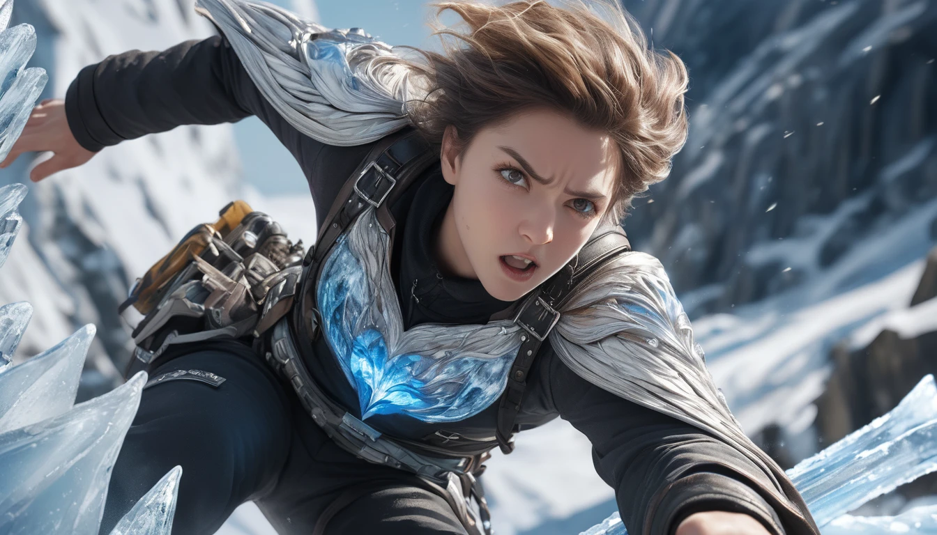Realistic photos, RAW Photos, Alexander, attacks viewer, Powerful movements, jump on prey, ((Dynamic jump)), , Alexander approaching from above, sudden approach, Bad-tempered, dynamic Shot from grand, ice magic,High resolution, masterpiece, Highest quality, Intricate details, Very detailed, Clear focus,texture, Delicate eyes, Professional, 4K,Shallow and deep, Kodak Vision Color, Exactly, Very detailed, photograph_\(Extremist\), photographpractical, practical, Post-processing, Maximum details, Roughness, Real Life, Extremist practical, Photorealism, photographgraphy, 8K Ultra HD, photographgraphy