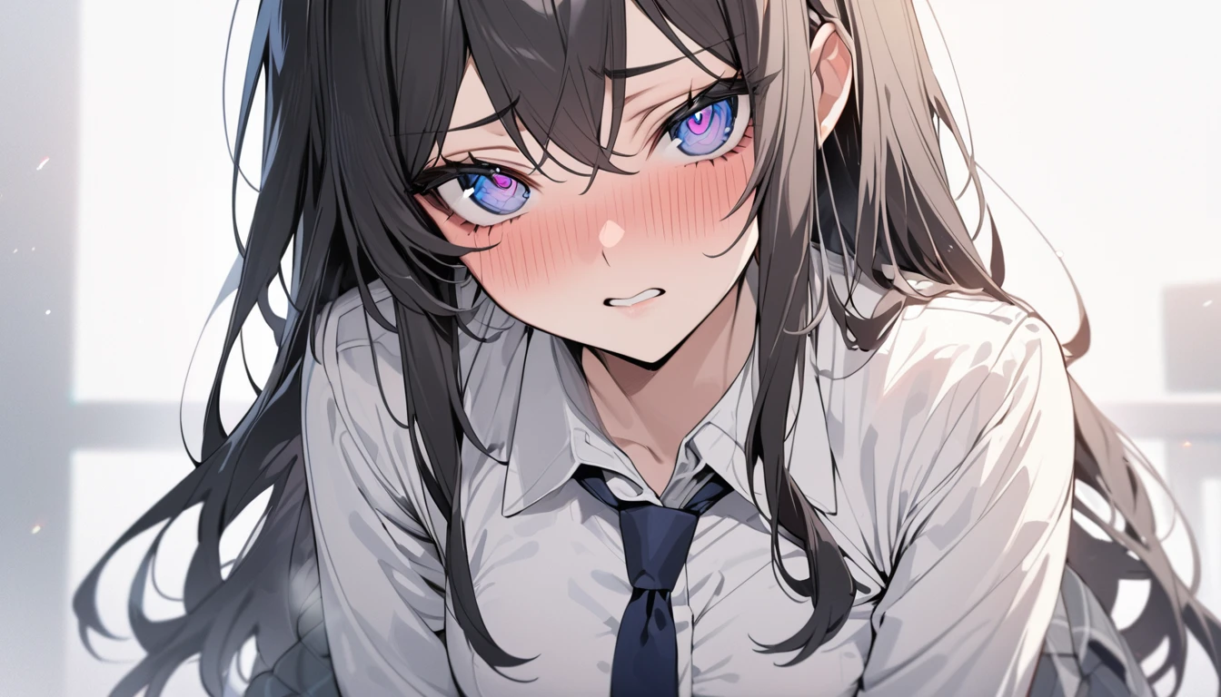 masterpiece, High resolution, perfect face, Korean beautiful high school, 30 years old, beautiful face, white background, uniform, skirt, embarrassed look, look at the camera, (top quality eyes), detailed texture, look at me, Married woman, cool women, ((high resolution eyes)), hentai
