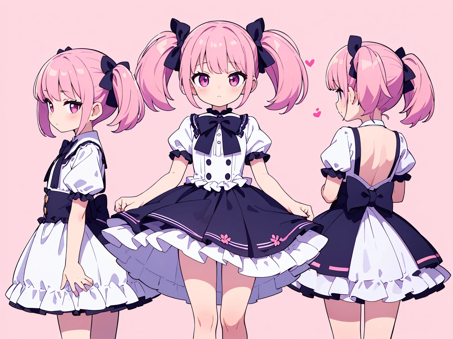 (masterpiece:1.2), best quality, highres, original, (extremely detailed:1.2), ultra-detailed, wallpaper, perfect lighting,(extremely detailed CG:1.2), 8k, 1boy, solo, crossdressing, tomgirl, kawaii, (twintails, pink hair:1.1), (Lolita Fashion, pink lolita dress, short-sleeves, bowknot on waistline, lace hemline, knee-length dress, delicate dress:1.2), (anatomically correct:1.3), standing, close-up, from behind, view of back, back-angle, (dreamlike background, pink background, girly background, sakura patterns:1.2)