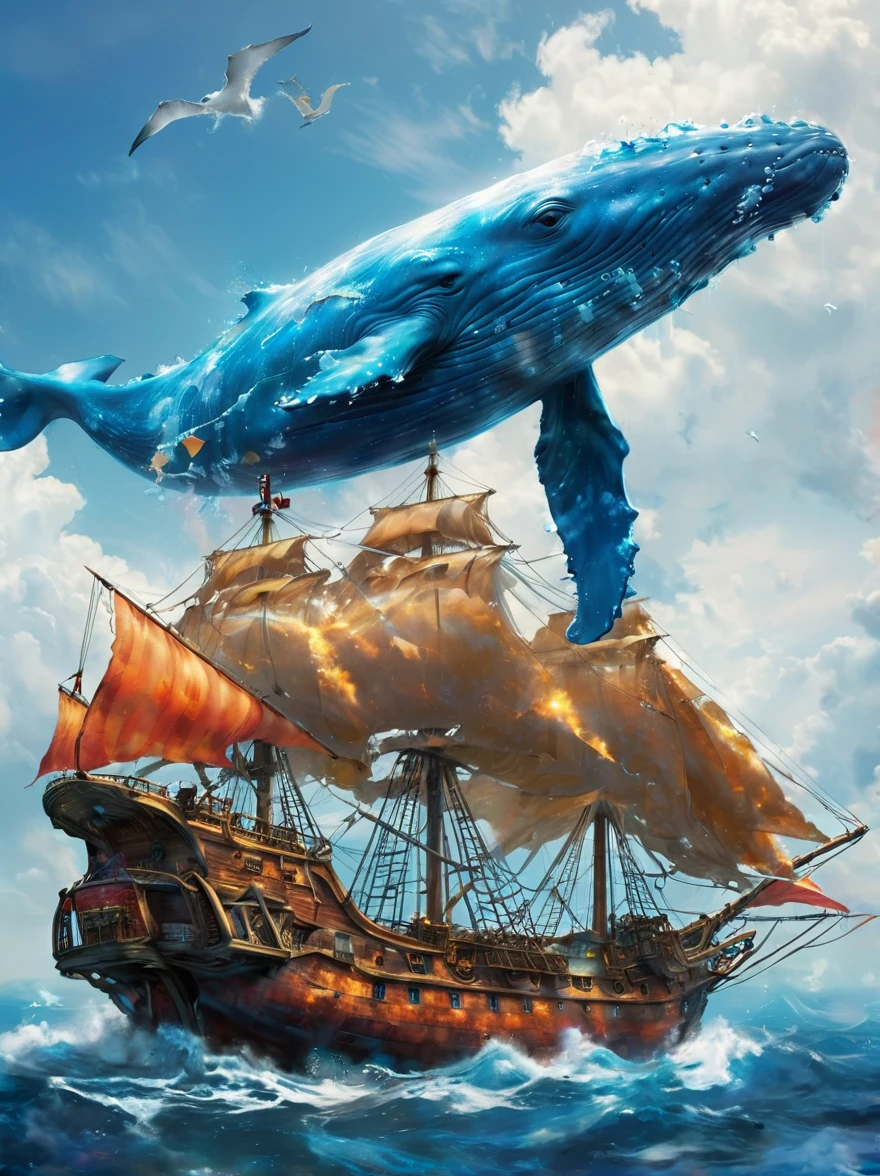 (((A colossal whale made of marshmallow-like white clouds))), (((whale's body entirely covered in fluffy white clouds))), (((soaring through the sky))), dreamy world, flying in the sky, iron towers on the ground, (bird's-eye view:1.3), (best quality, 8k, highres, masterpiece:1.2), ultra-detailed, (photo-realistic:1.4), sharp focus, vivid colors, ethereal atmosphere, soft lighting, magical, surreal
