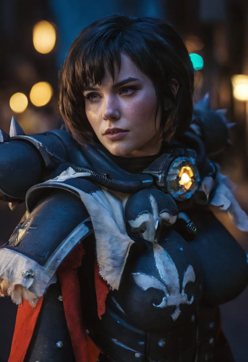 (realistic analog style sharp focus 8k raw photo with soft lighting and high quality:1.1), (hdr film grain:1.2),movie poster, a cute woman wearing a shiny (textured:1.2) (intricate:1.2) cyborgcosplay in a dark street at night, (cinematic hairstyle:1.2)
