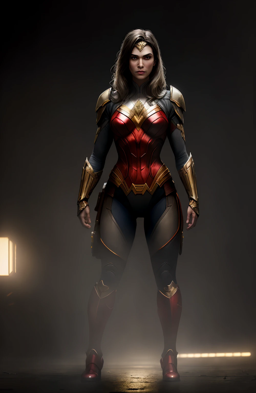 ((Full body photo, standing, on the ground)) (dark shot: 1.1), epic realistic, Wonder Woman Red Lantern from DC, yellow gradient, black, brown and magenta color scheme, grunge aesthetics!!! graffiti tag wall background, art by Greg Rutkowski and artgerm, soft cinematic light, Adobe Lightroom, darkroom, HDR, intricate, highly detailed, (depth of field: 1.4), faded, (neutral colors: 1.2), (hdr: 1.4), (muted colors: 1.2), hyper-detail (artstation: 1.4), cinematic, warm light, dramatic light (complex details: 1.1)