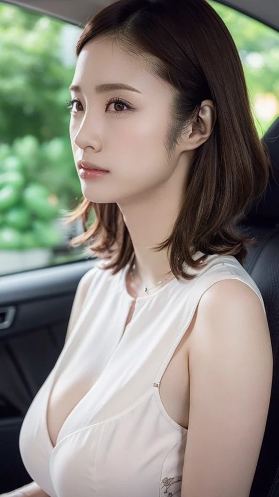 Browsing Caution,Black lace bra,uetoaya,Side view,(美しいHigh resolution32k, Absurd art), Heavy chest, charm, Written boundary depth, (Perfect Anatomy:1.2), Accurate手足, Accentuate your cleavage, First Person View, (masterpiece:1.3), High resolution, Very detailed, Very detailedな CG Unity 8k 壁紙, Realistic, photo-Realistic, RAW Photos, Beautifully detailed face, Pale skin, Realistic glistening skin, Detailed cloth texture, Detailed hair texture, Perfect body, Beautiful Face, Accurate, Anatomically correct, Highly detailed face そして skin texture, Natural neck length, (Beautiful Hそしてs), (Fair skin:1.2), (Highest quality:1.4), 32K resolution, (Realistic:1.5), (Ultra-Realistic:1.5), High resolution32k UHD, (masterpiece:1.2)), (Improvement of quality:1.4), finely,(とてもBeautiful Faceのディテール), (Highest quality Realistic skin texture:1.4),Very detailed, Symmetrical eyes, (Big Breasts:1.4), (Wide Hips), Pitch black background Night Park Passenger seat in the car White disposable mask