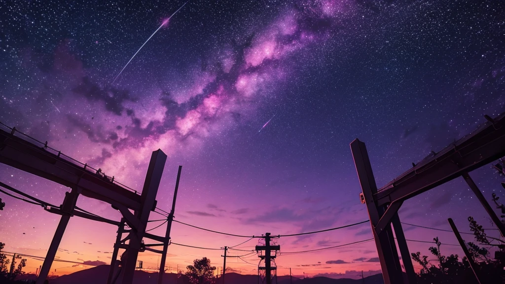 purple pink and red starry sky