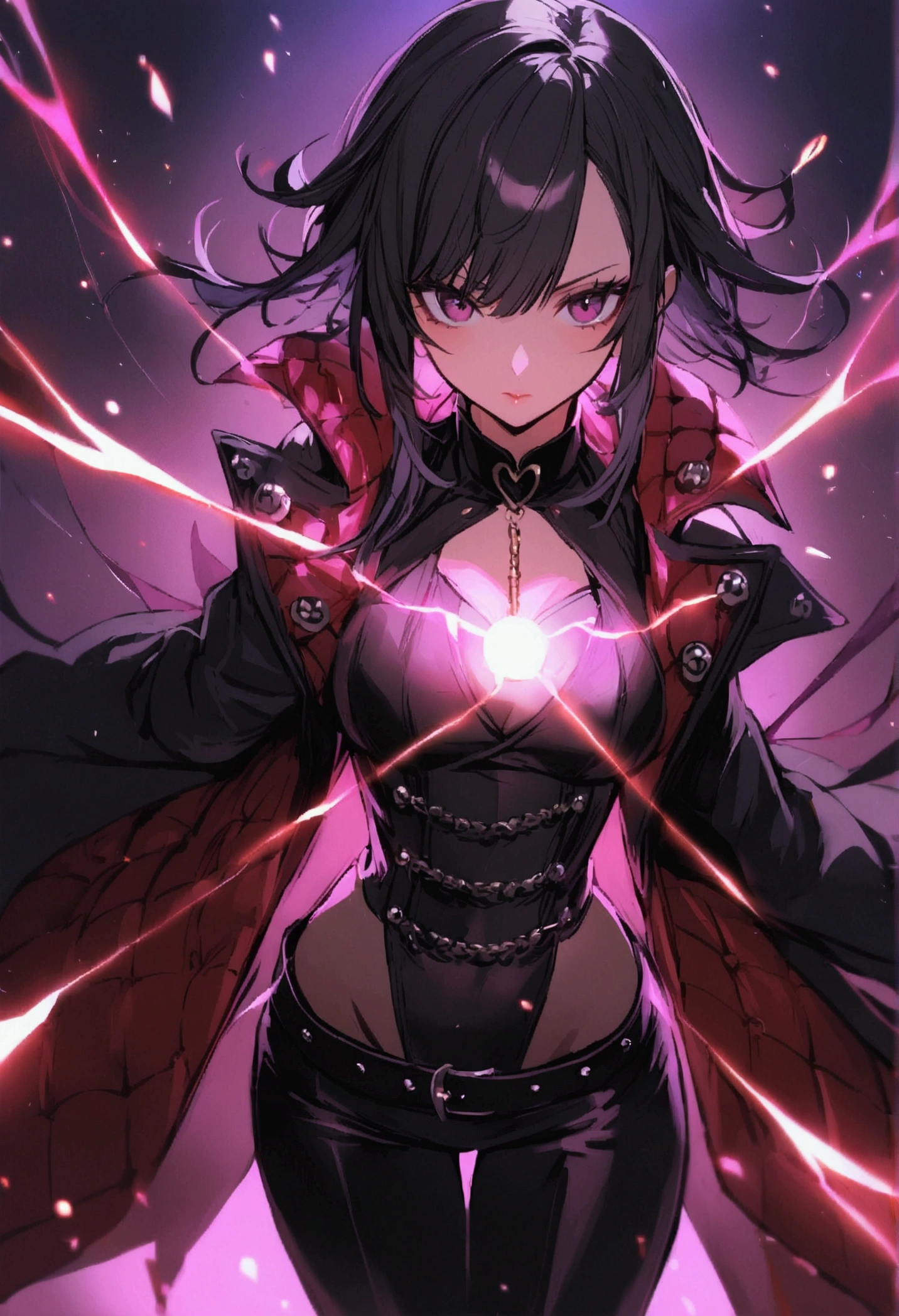 1girl, black hair, trouble maker
