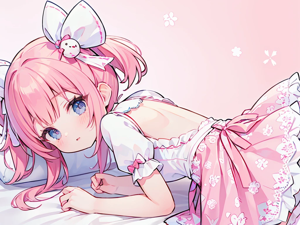 (masterpiece:1.2), best quality, highres, original, (extremely detailed:1.2), ultra-detailed, wallpaper, perfect lighting,(extremely detailed CG:1.2), 8k, 1boy, solo, crossdressing, tomgirl, kawaii, (twintails, pink hair:1.1), (Lolita Fashion, pink lolita dress, short-sleeves, bowknot on waistline, lace hemline, knee-length dress, delicate dress:1.2), (anatomically correct:1.3), standing, close-up, from behind, view of back, back-angle, (dreamlike background, pink background, girly background, sakura patterns:1.2)