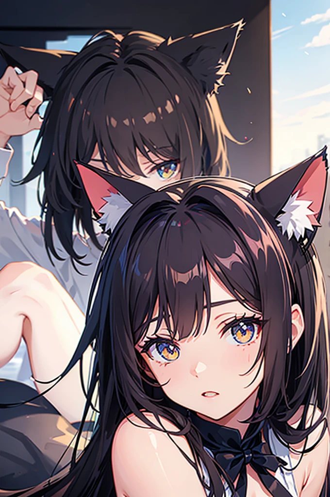 Cat ears,Cat&#39;s Tail,Young,Ocean,sun,Swimwear,Pixel art style,Chibi character style,Fun,DJ style,dance