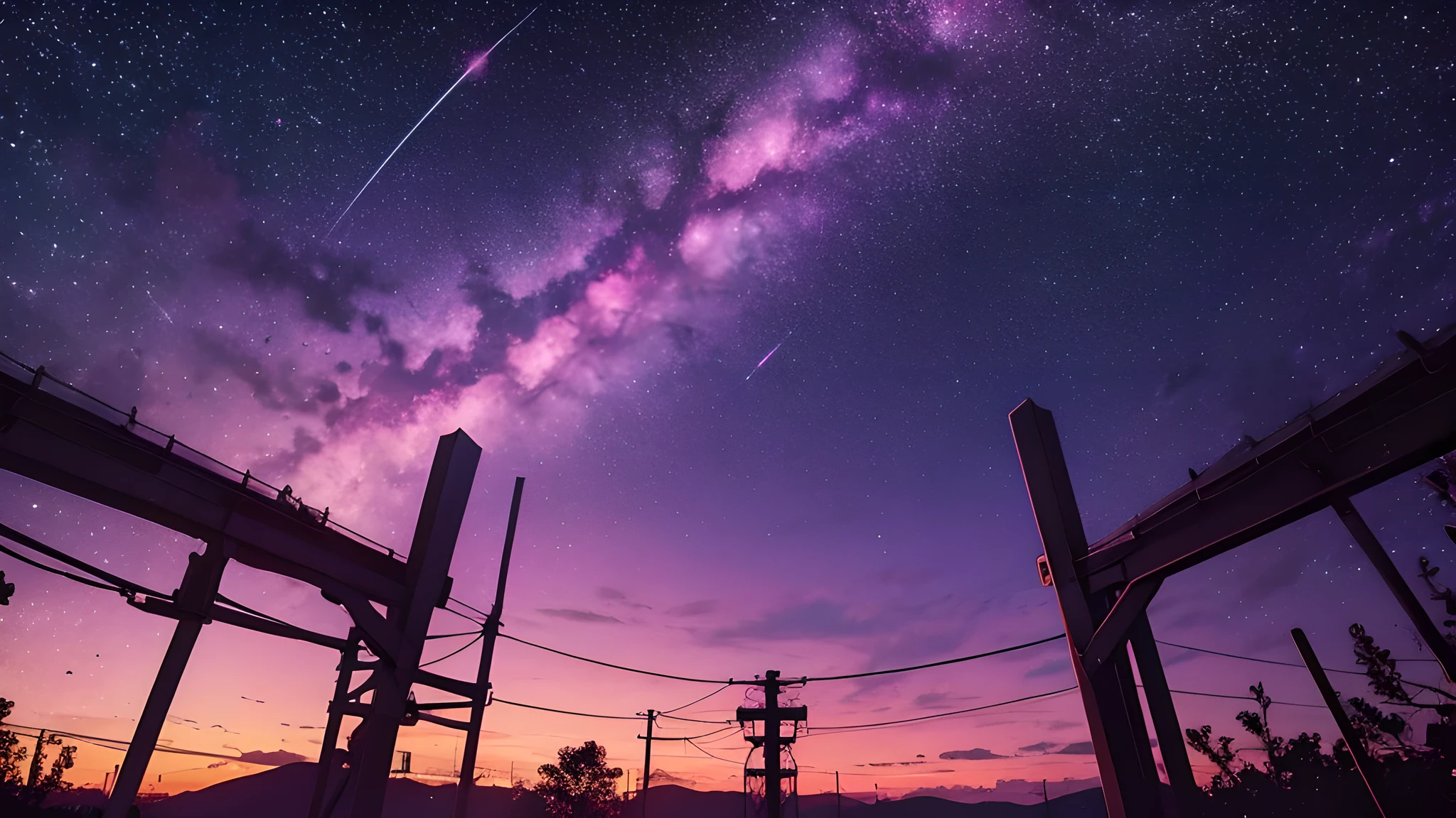 purple pink and red starry sky