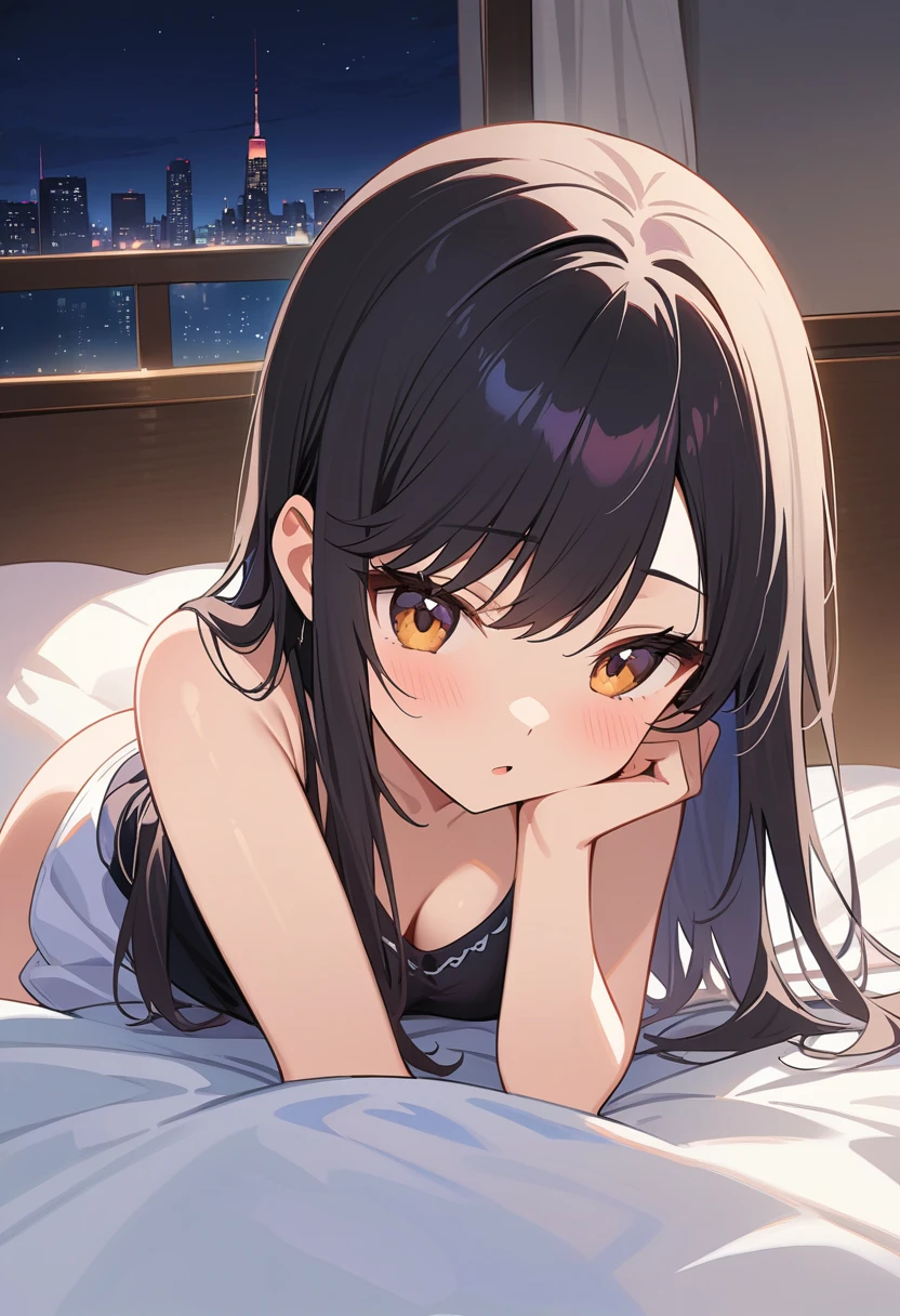 maisakurajima, Mai Sakurajima, long hair, bangs, sleeping with both eyes closed,windows,romantic starry sky,A meteor crosses,pink nightgown,white string underwear,barefoot,Sleeping lying on your back in bed,night,sleep with your head on the pillow,dark room,night, moonlight,
break indoors, Bedroom,
break (masterpiece:1.2), highest quality, High resolution, unity 8k wallpaper, (figure:0.8), highly detailed face, perfect lighting, Very detailed CG, (perfect hands, perfect anatomy),