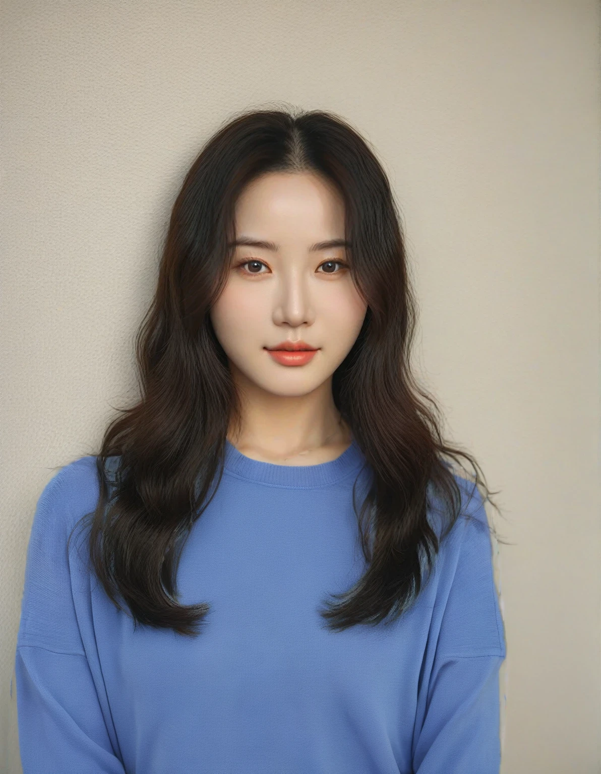 Best Quality, 8k, Masterpiece, (Portrait: 1.3), (photo realistic:1.4), (hyper realistic:1.4), Sharp Focus, looking at viewer, (smoother lighting:1.1), (increase cinematic lighting quality:0.9), realistic lighting, backlighting, light on face, ray trace, (brightening light:1.2), (Increase quality:1.4), sharp detail, (best quality real texture skin:1.4), finely detailed eyes, black_eyes, finely detailed face, 25 year old Korean woman, ( off-shoulder_shirt:1.4), (Create an image maintaining the original base model hairstyle:1.5)