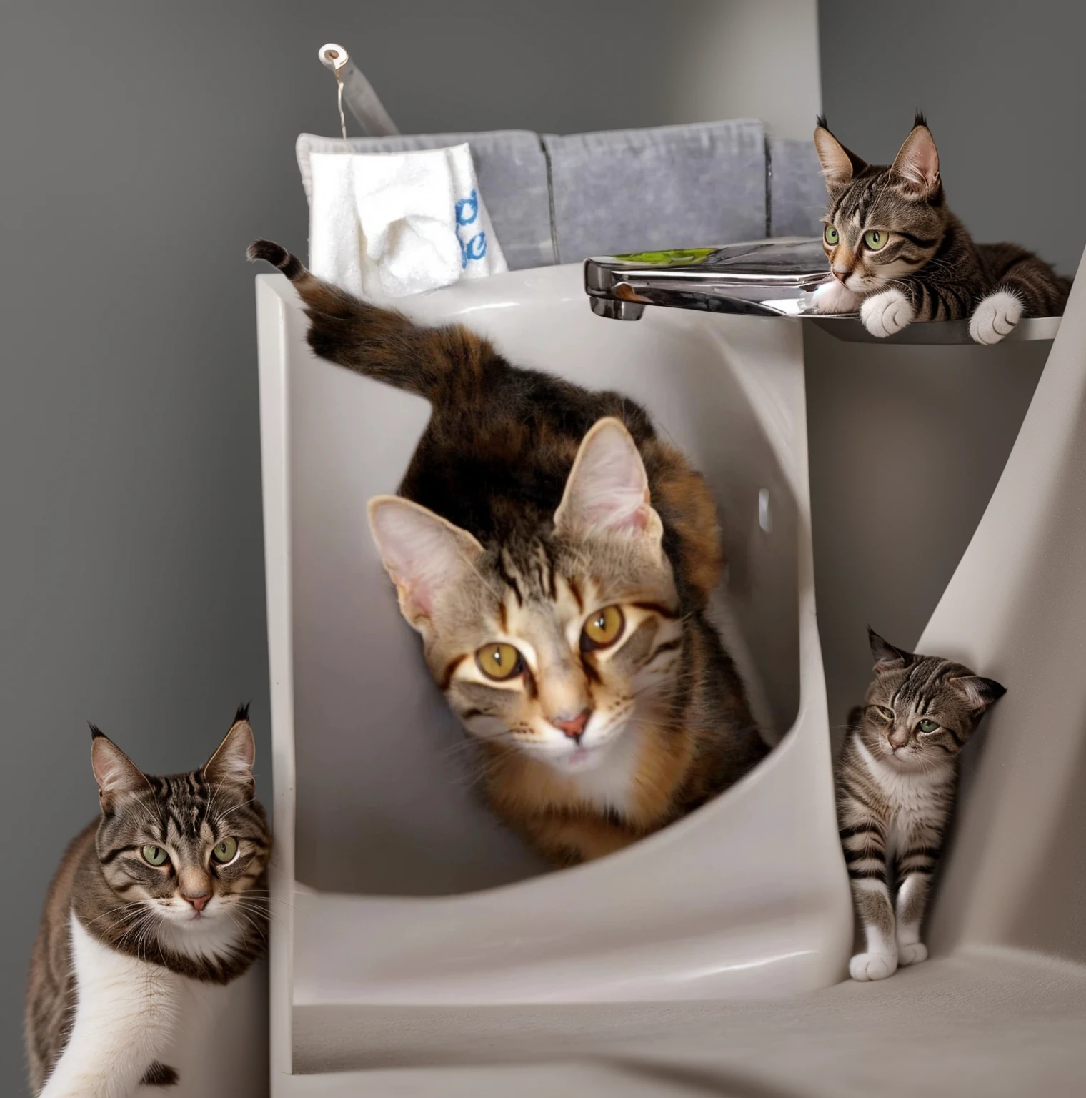 The little house cat Charlotte doing silly things 
