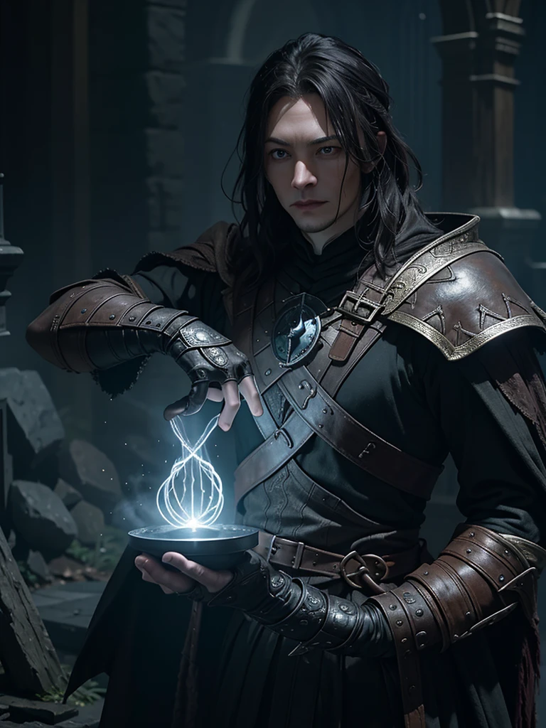 magic warrior ,elden ring, dark arts, bloodborne, the elon musk, mini frosh perspective, sharp lense, professional photographie, 70mm lense, detail love, good quality, unreal engine 5, wallpaper, colerful, highly detailed, 8k, soft light, fantasy, photo realistic