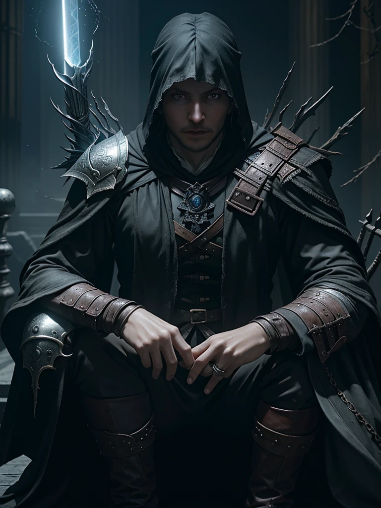 magic warrior ,elden ring, dark arts, bloodborne, the elon musk, mini frosh perspective, sharp lense, professional photographie, 70mm lense, detail love, good quality, unreal engine 5, wallpaper, colerful, highly detailed, 8k, soft light, fantasy, photo realistic