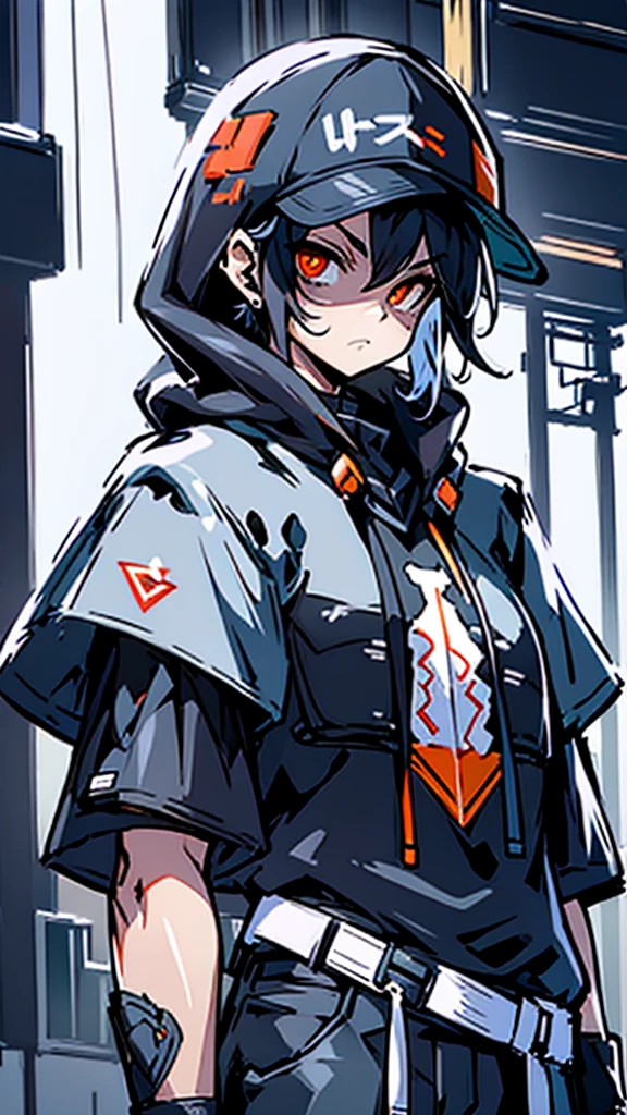 Holding a baseball bat, Alley, Condescending Gaze, builtupnecklinehoodie, look down, Glare, cinematic lighting, UHD, best quality, highres, 8k