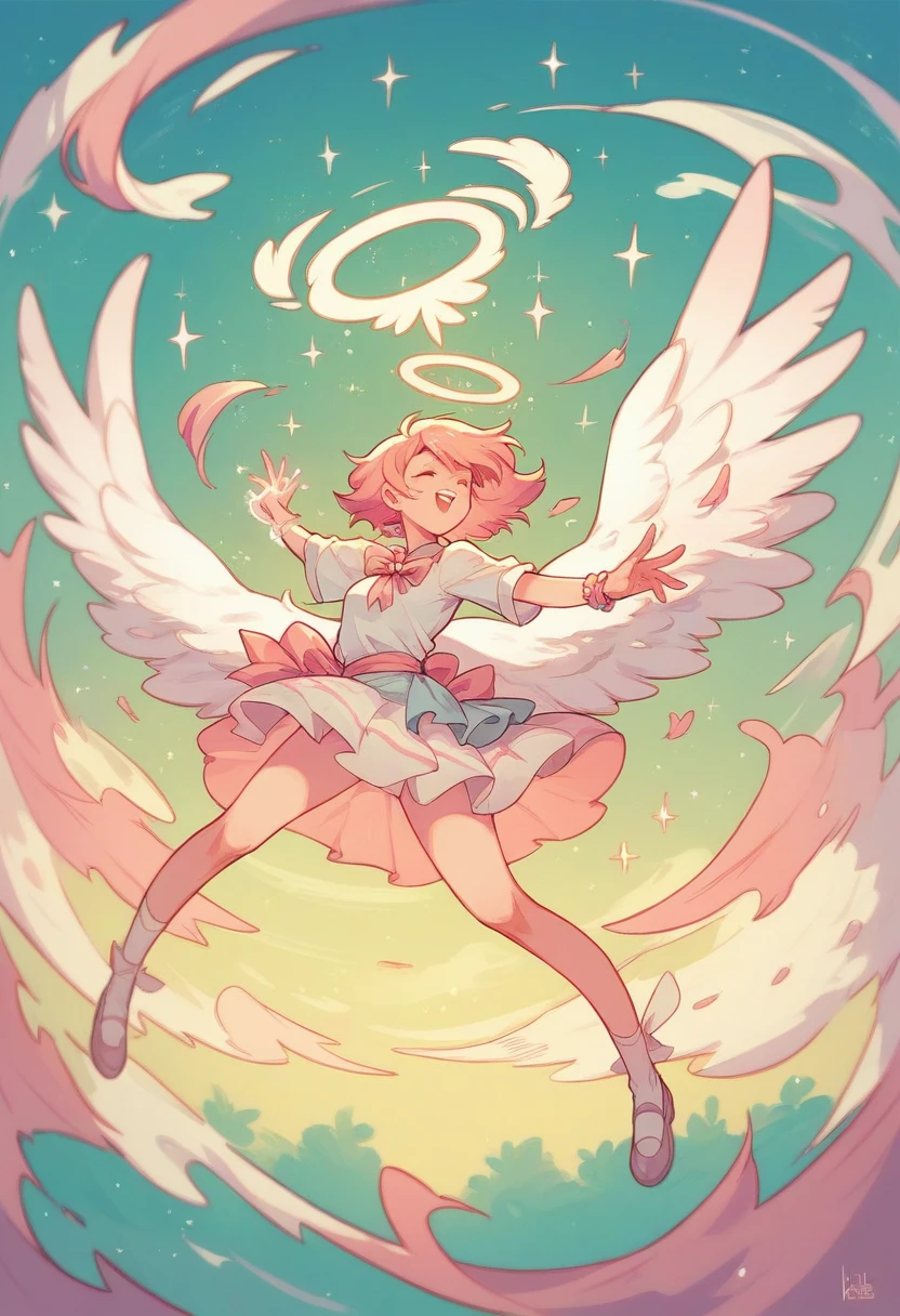 Girl, angel, pastel, magic