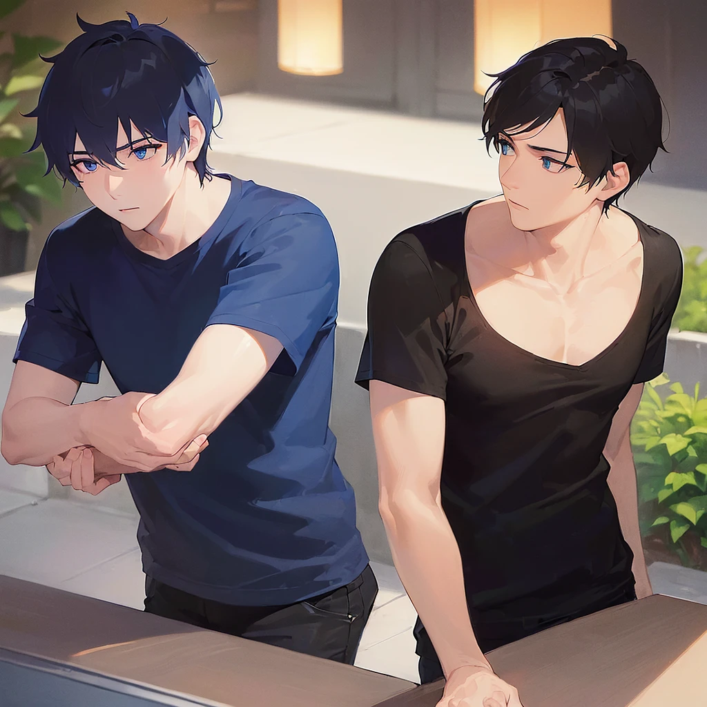 (looking away:1.5),upper body,
shiny skin, masterpiece、Highest quality、(30-year-old male:1.5) and (Black short hair) and (blue eyes)
(black) and (T-Shirts),I'm thrilled、
Night Park、(Night Sky:1.5)、grass、(alone:1.5)