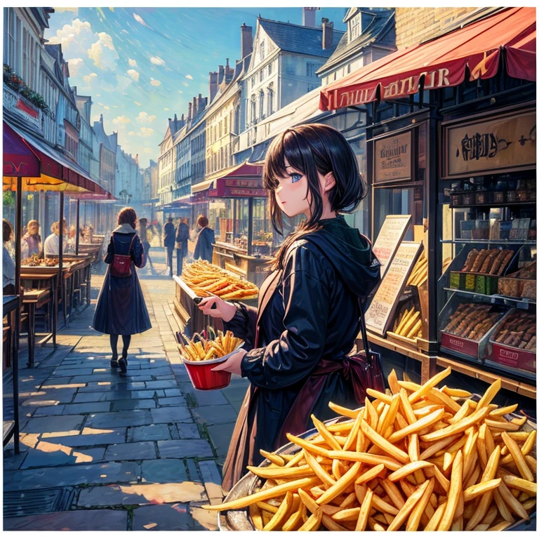 [(Transparent Background: 1.5)::5],(((masterpiece))),(((best quality))),(((Very detailed))),illustration, mystery,Bright colors, Shiny , (Impressionism: 1.4), ready to eat, french fries, bucket, 魚和french fries, (snack bar), (Food stalls;Roadside stalls), london, Harry Potter, Harry Potter, Wizarding World, Dining room, gourmet food, Catering Services, format, Font design, magic style, mystery字體, 