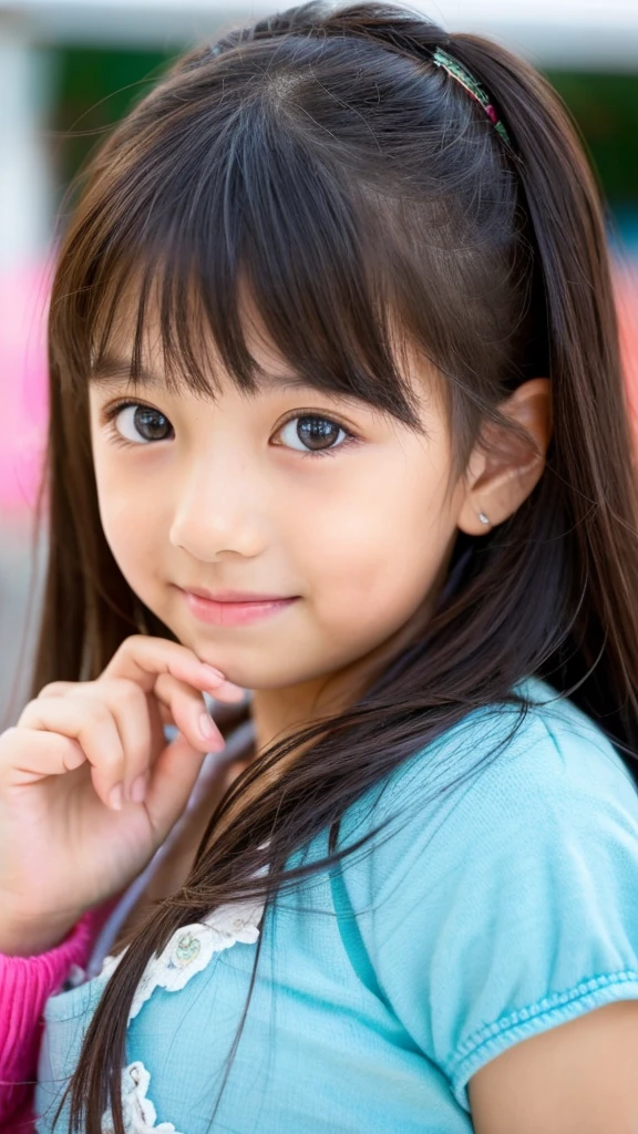 ((detailed face, cute face)), Children 、1 Beautiful girl、So cute、Navy blue plain school swimsuit