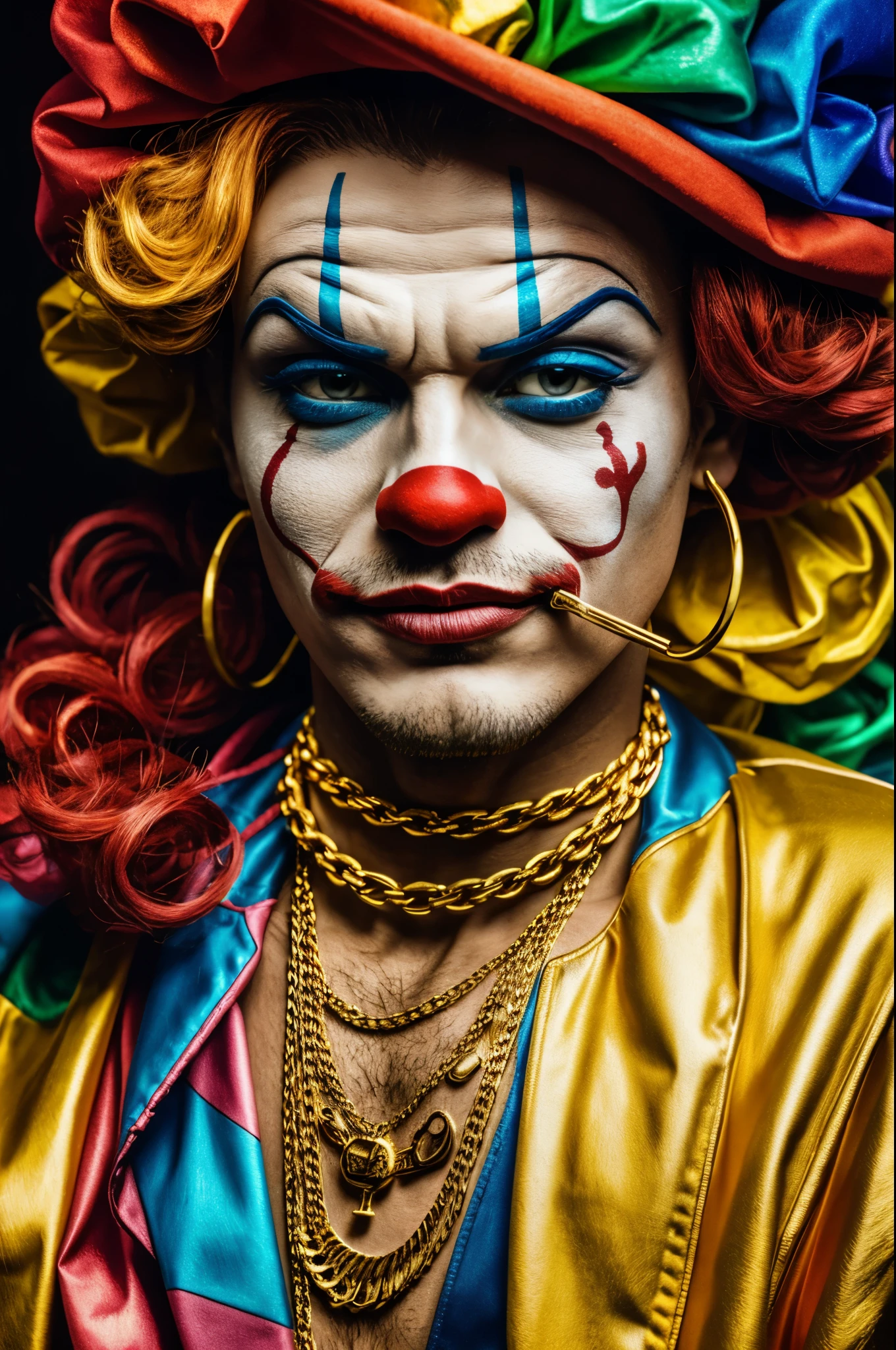 Clown smoking with gold chains in Neo color