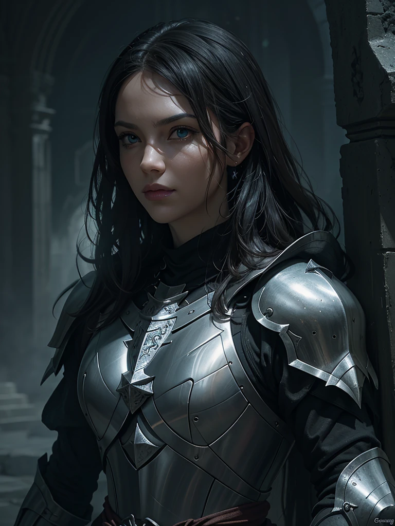 (by Greg Rutkowski: 1.2). ((knight of the soul, dark fantasy, face portrait)). (extremely detailed CG unity 8k wallpaper, masterpiece, best quality, ultra-detailed, depth of filed, HDR:1.2, high FXAA, detailed eyes). serious expression, beautiful detailed eyes, beautiful detailed lips, extremely detailed face and eyes, vibrant color, intricate detail, complementary colors, fantasy concept art, 8k resolution