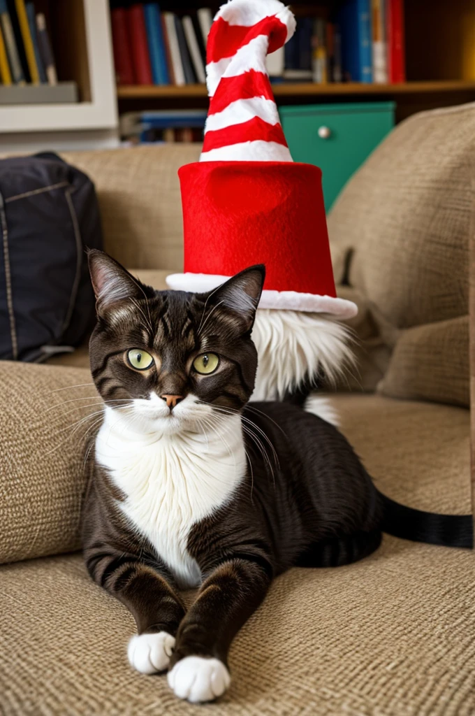 create a photo of the cat in the hat from author dr.seuss