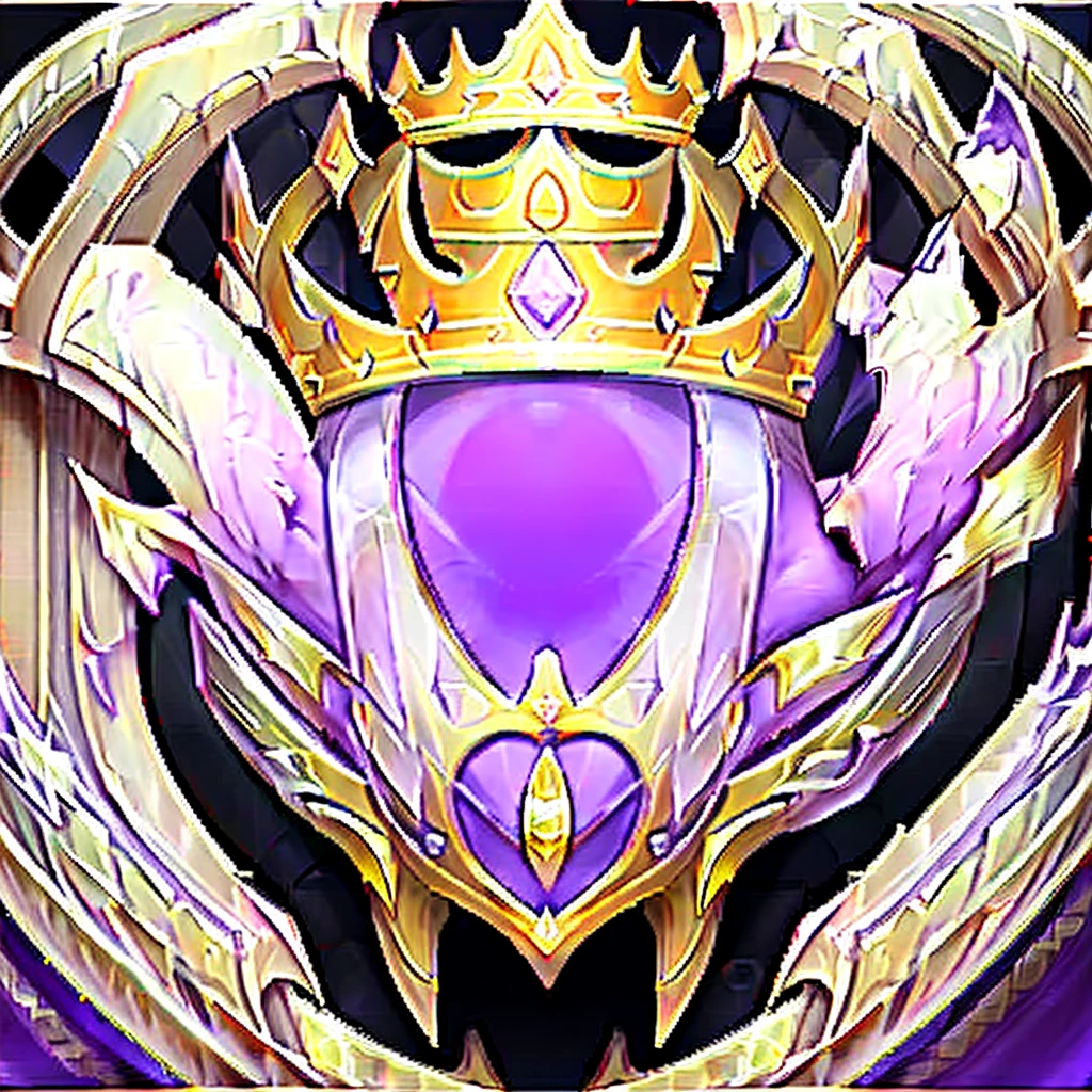 a close up of a purple circular frame with a crown on top. Vector style, vector illustration